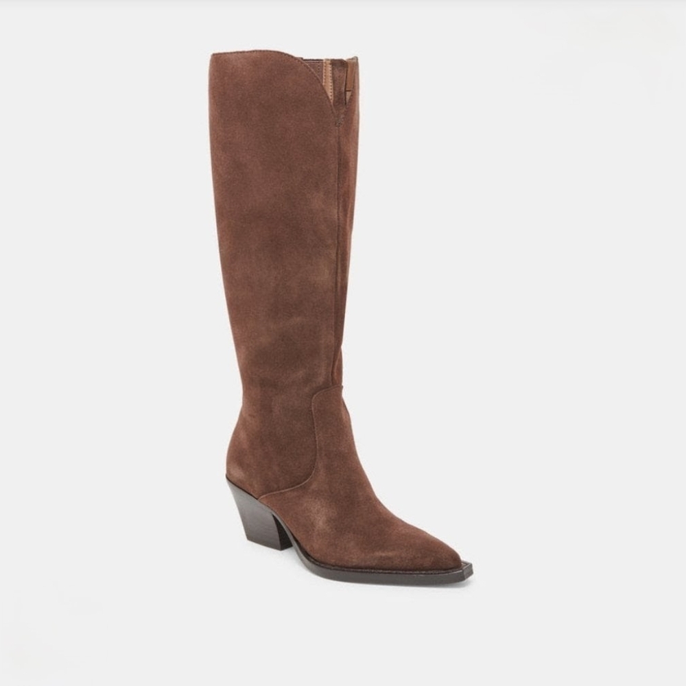 Dolce Vita Brown Suede Knee-High Heeled Boots